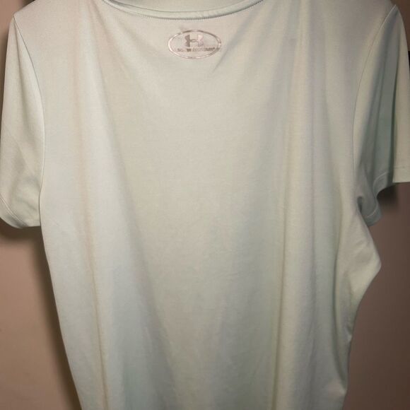Under Armour XL Mint Green Graphic T-Shirt Double Logo Short Sleeve Womens - Picture 3 of 4